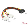 Delock Kabel Power SATA 15 Pin zu 2 x 4 Pin Molex Buchse 20 cm