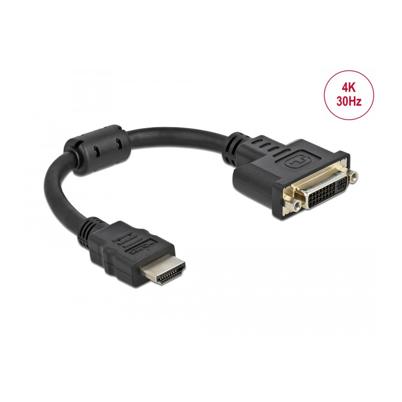 Delock Adapter HDMI Stecker zu DVI 24+5 Buchse 4K 30 Hz 20 cm