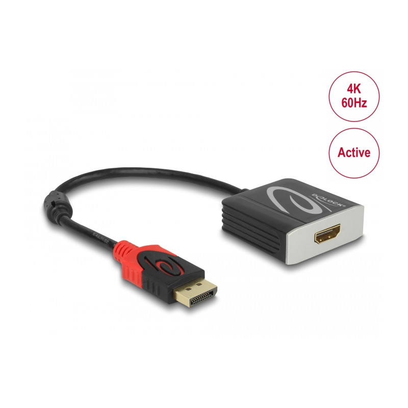 Delock Aktiver DisplayPort 1.4 zu HDMI Adapter 4K 60 Hz (HDR)