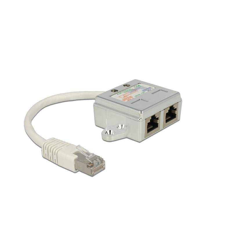 Delock RJ45 Port Doppler 1 x RJ45 Stecker - 2 x RJ45 Buchsen (2 x ISDN)