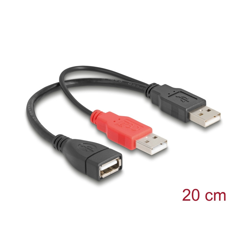 Delock Y-Kabel 2 x USB 2.0 Typ-A Stecker - 1 x USB 2.0 Typ-A Buchse 20 cm