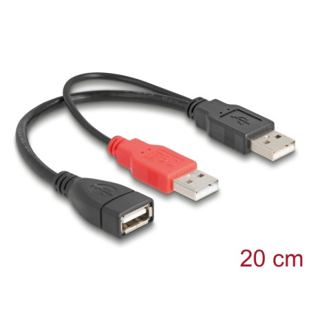 Delock Y-Kabel 2 x USB 2.0 Typ-A Stecker - 1 x USB 2.0 Typ-A Buchse 20 cm