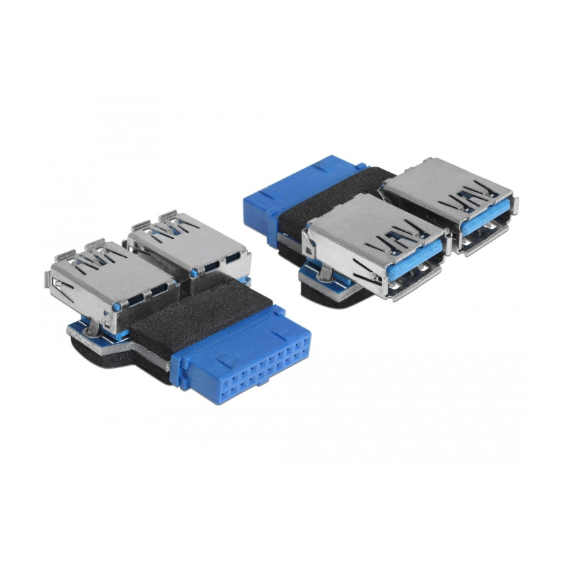 Delock Adapter USB 3.0 Pin Header Buchse - 2 x USB 3.0 Buchse – nebeneinander