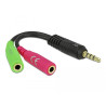 Delock Headset Adapter 1 x 3,5 mm 4 Pin Klinkenstecker - 2 x 3,5 mm 3 Pin Klinkenbuchse (OMTP)