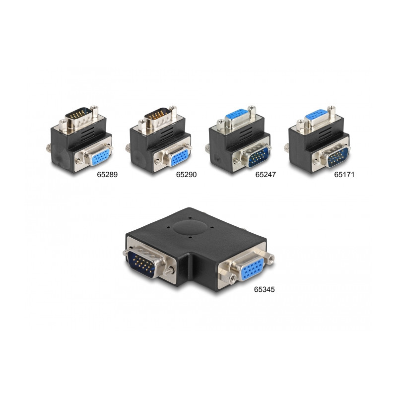Delock Adapter VGA Stecker - VGA Buchse 90° seitlich gewinkelt