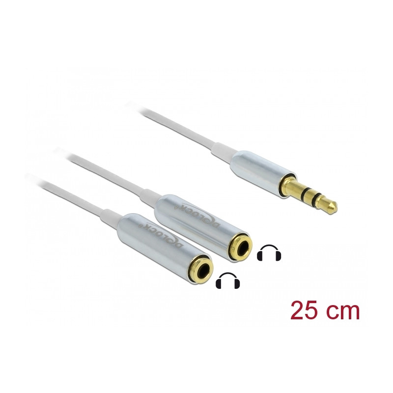 Delock Kabel Audio Splitter Klinkenstecker 3,5 mm 3 Pin - 2 x Klinkenbuchse 3,5 mm 3 Pin 25 cm