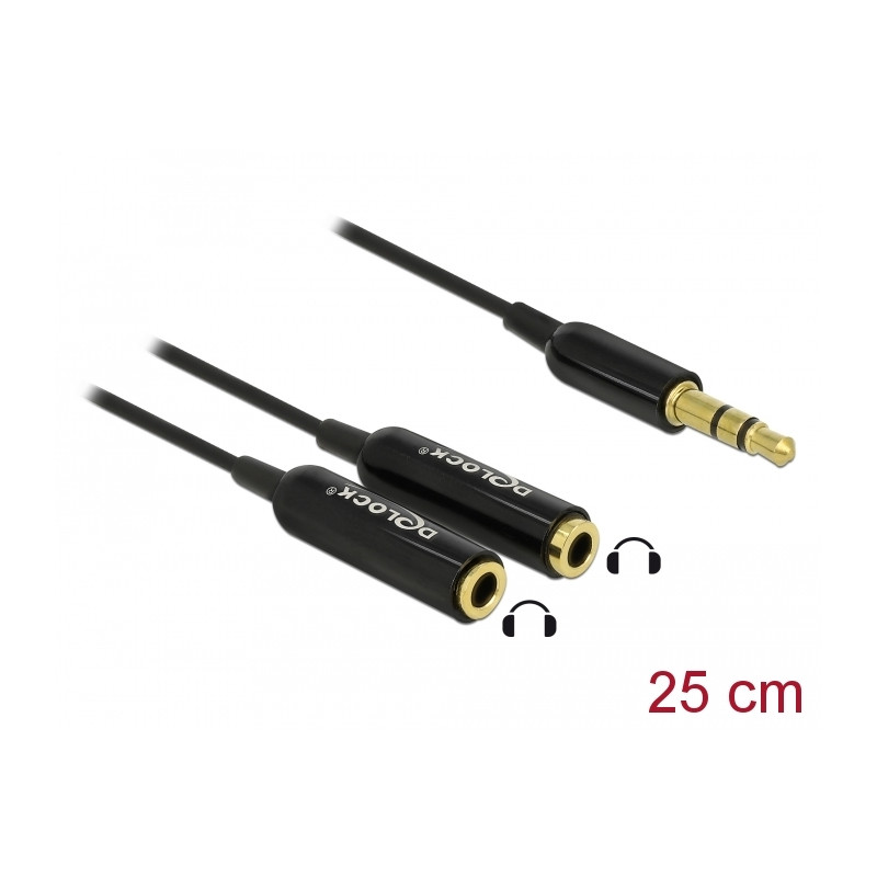 Delock Kabel Audio Splitter Klinkenstecker 3,5 mm 3 Pin - 2 x Klinkenbuchse 3,5 mm 3 Pin 25 cm