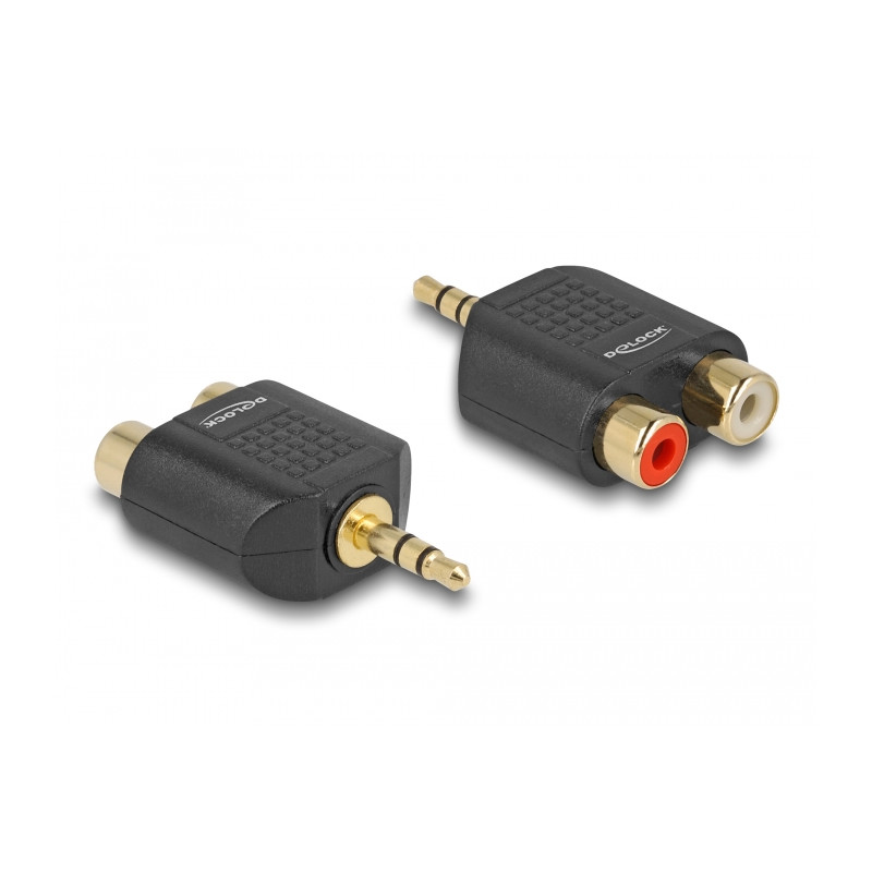 Delock Adapter Audio Klinke 3,5 mm 3 Pin Stecker - 2 x Cinch Buchse