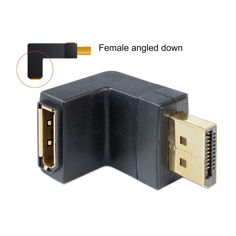Delock Adapter DisplayPort Stecker - DisplayPort Buchse gewinkelt unten