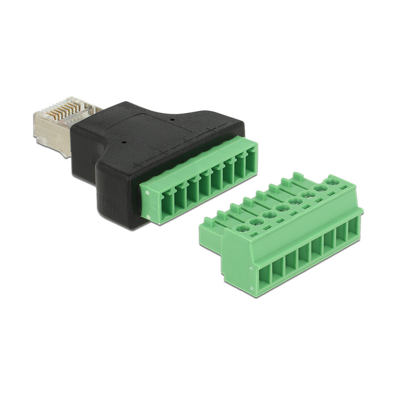 Delock Adapter RJ45 Stecker - Terminalblock 8 Pin 2-teilig 3,5 mm