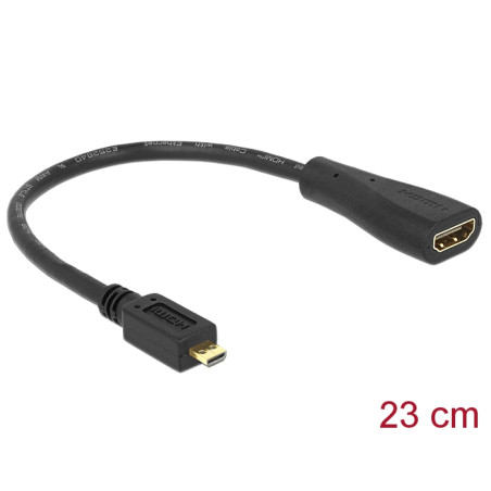 Delock Kabel High Speed HDMI mit Ethernet - HDMI Micro-D Stecker - HDMI-A Buchse 23 cm