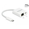 Delock USB Type-C™ Adapter zu Gigabit LAN 10/100/1000 Mbps mit Power Delivery Anschluss weiß