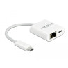Delock USB Type-C™ Adapter zu Gigabit LAN 10/100/1000 Mbps mit Power Delivery Anschluss weiß
