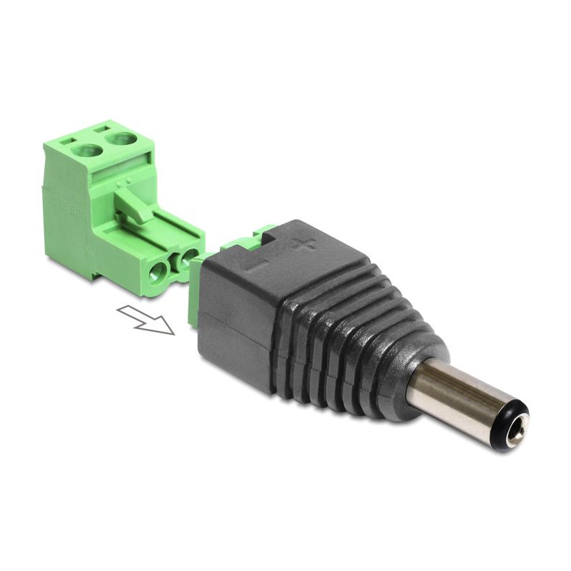 Delock Adapter DC 5,5 x 2,1 mm Stecker - Terminalblock 2 Pin 2-teilig