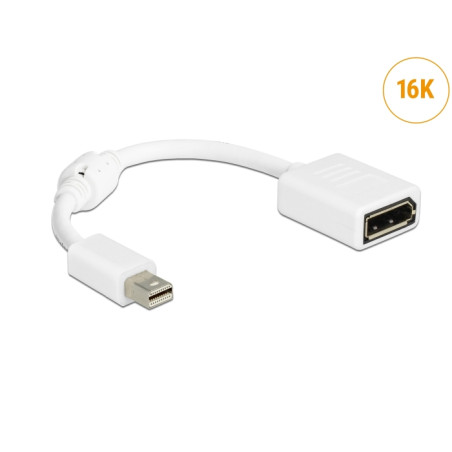 Delock Adapter mini DisplayPort Stecker zu DisplayPort Buchse 16K weiß