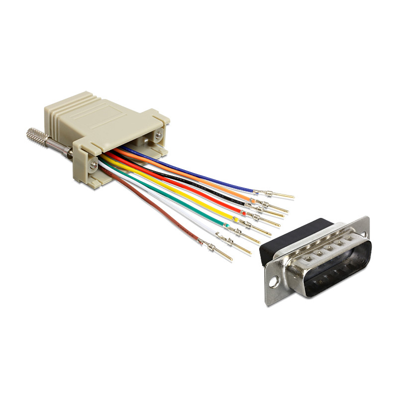 Delock D-Sub 15 Pin Stecker - RJ45 Buchse Montagesatz
