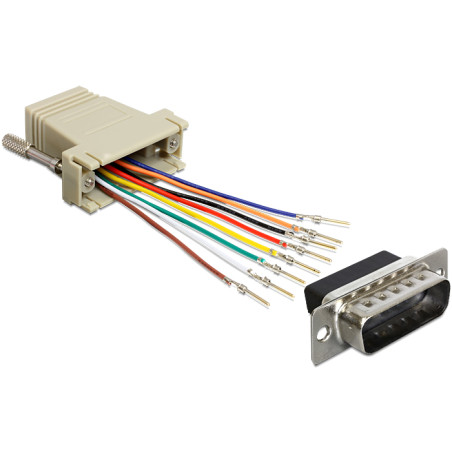 Delock D-Sub 15 Pin Stecker - RJ45 Buchse Montagesatz