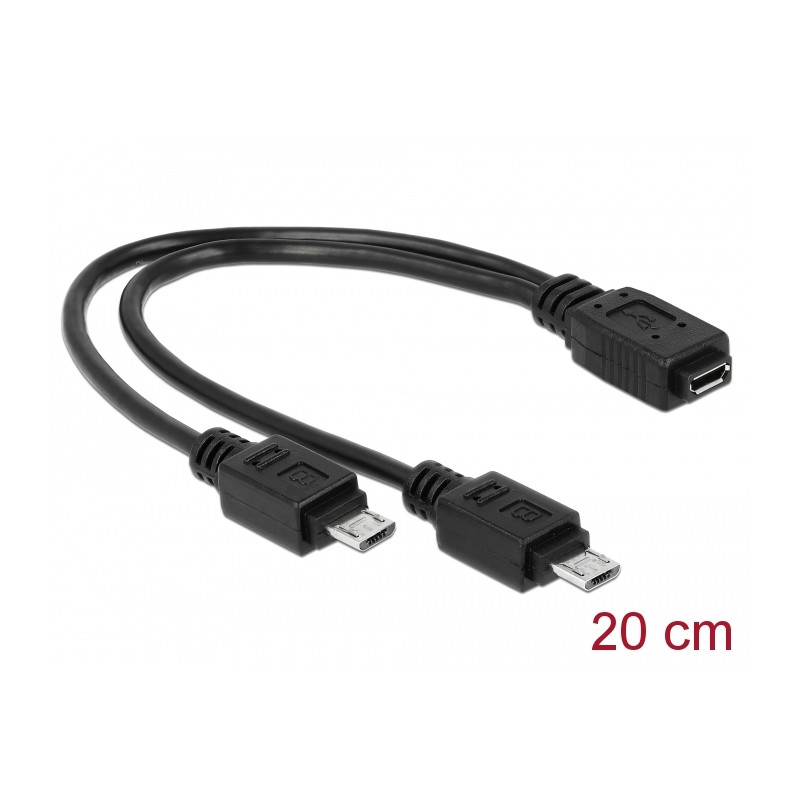 Delock Kabel USB micro-B Buchse - 2 x USB micro-B Stecker 20 cm