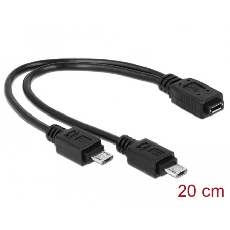 Delock Kabel USB micro-B Buchse - 2 x USB micro-B Stecker 20 cm
