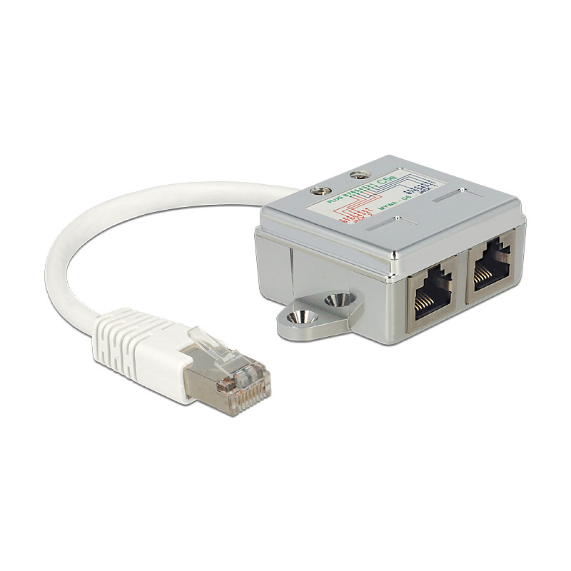 Delock RJ45 Port Doppler 1 x RJ45 Stecker - 2 x RJ45 Buchsen (1 x Ethernet, 1 x ISDN)