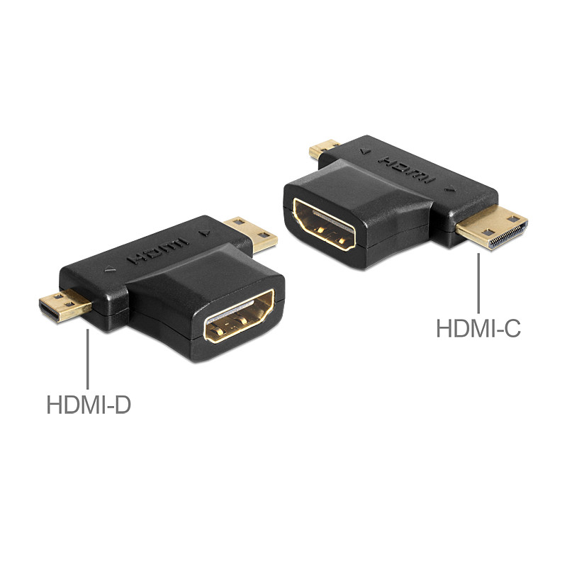 Delock Adapter HDMI-A Buchse - HDMI-C + HDMI-D Stecker