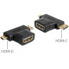 Delock Adapter HDMI-A Buchse - HDMI-C + HDMI-D Stecker