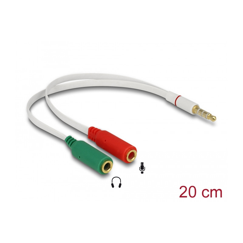 Delock Headset Adapter 1 x 3,5 mm 4 Pin Klinkenstecker - 2 x 3,5 mm 3 Pin Klinkenbuchse (iPhone)