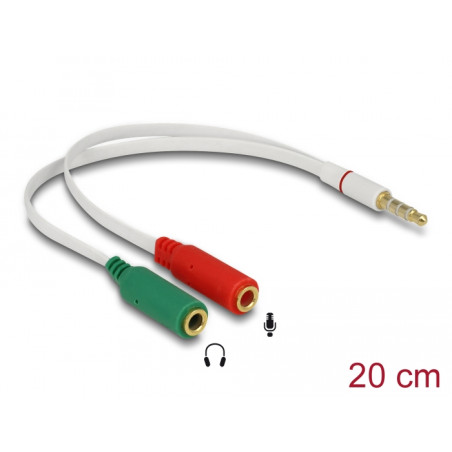 Delock Headset Adapter 1 x 3,5 mm 4 Pin Klinkenstecker - 2 x 3,5 mm 3 Pin Klinkenbuchse (iPhone)