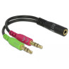 Delock Headset Adapter 1 x 3,5 mm 4 Pin Klinkenbuchse - 2 x 3,5 mm 3 Pin Klinkenstecker (CTIA Pinbelegung)