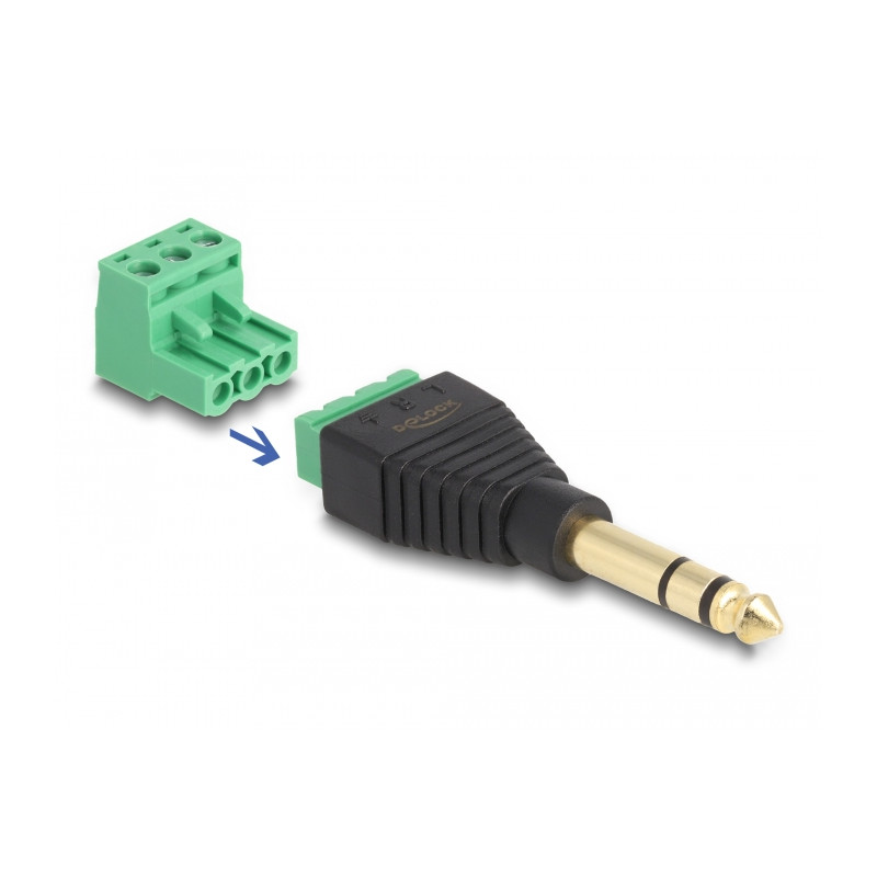 Delock Adapter Klinke Stecker 6,35 mm - Terminalblock 3 Pin 2-teilig