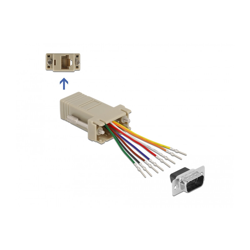 Delock Adapter D-Sub 9 Pin Stecker - RJ45 Buchse Montagesatz