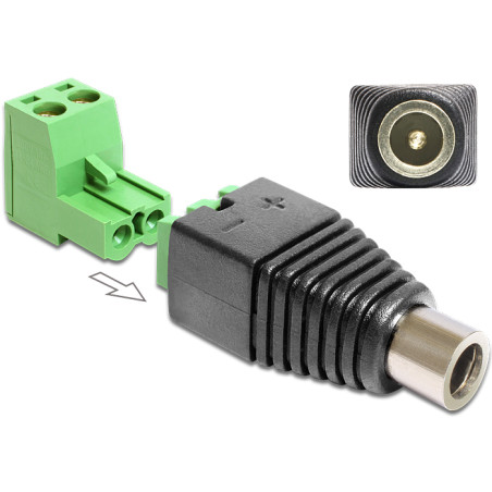 Delock Adapter DC 5,5 x 2,5 mm Buchse - Terminalblock 2 Pin 2-teilig