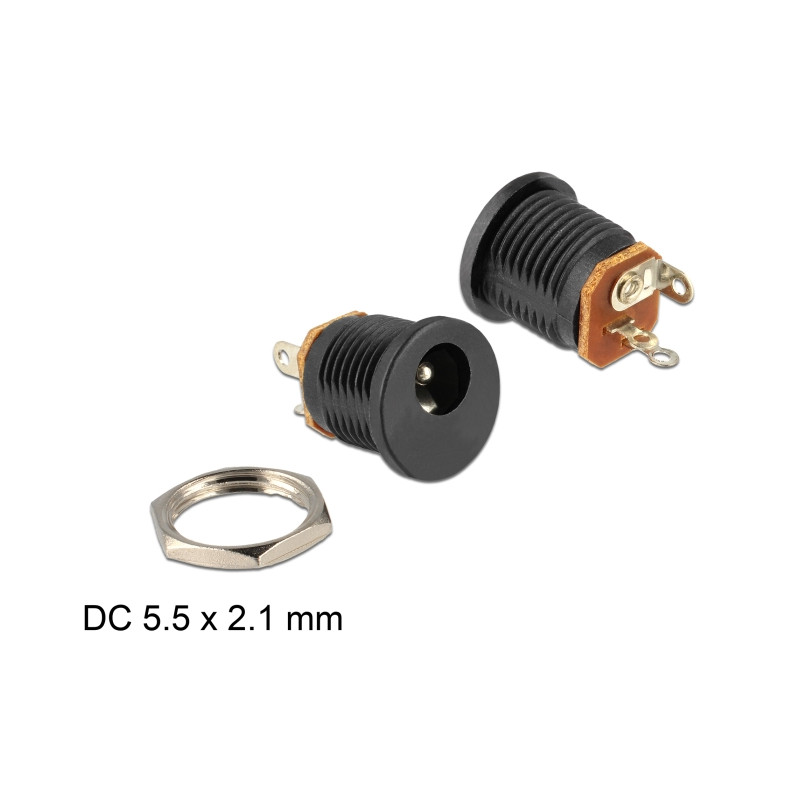 Delock Einbaubuchse DC 2,1 x 5,5 mm Lötversion