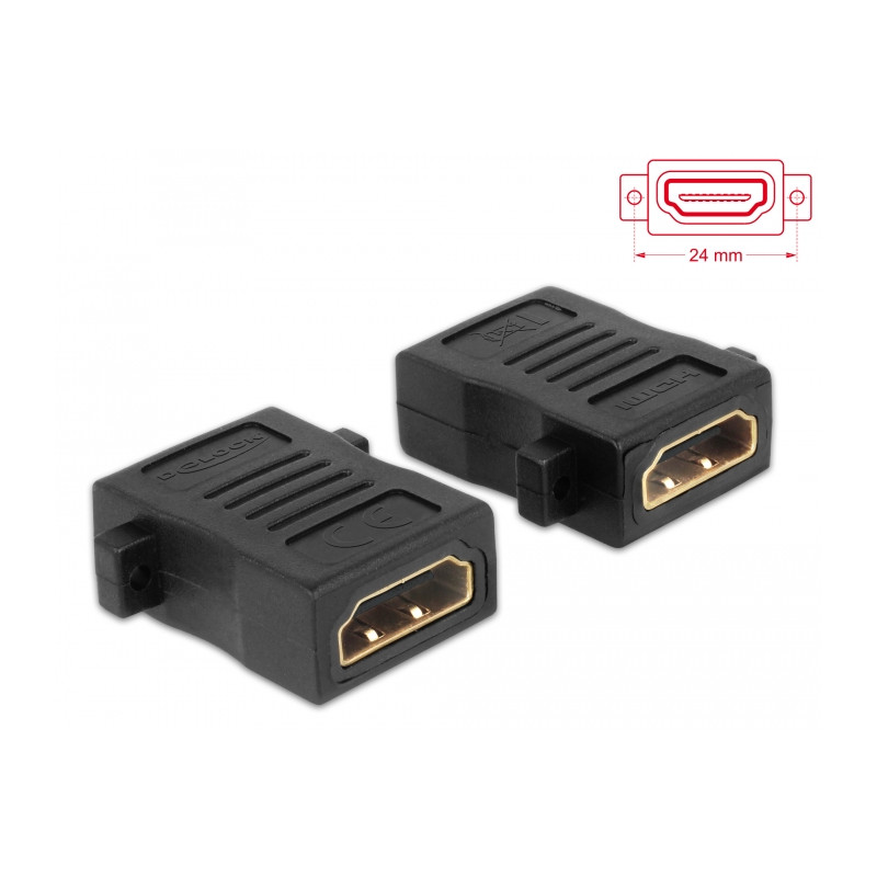 Delock Adapter HDMI-A Buchse - HDMI-A Buchse mit Schraubanschluss