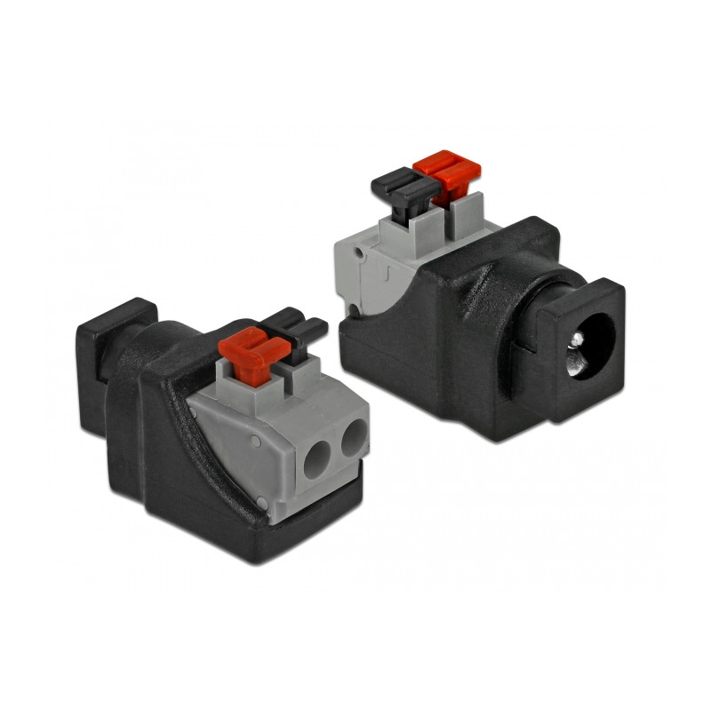 Delock Adapter DC 5,5 x 2,1 mm Buchse - Terminalblock mit Drucktasten 2 Pin