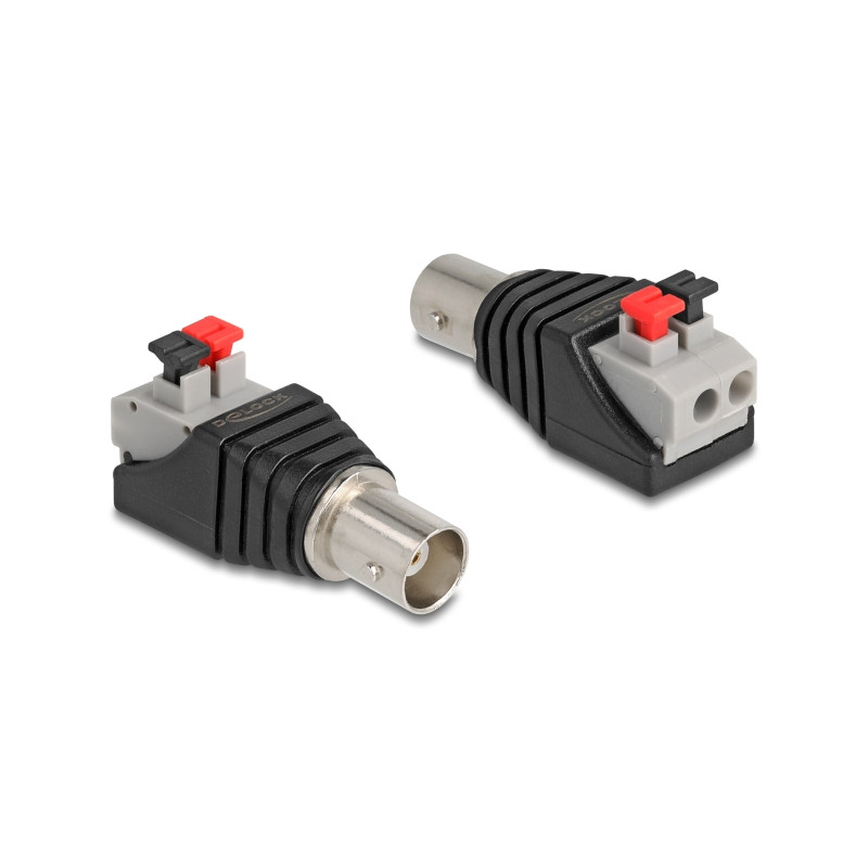 Delock Adapter BNC Buchse - Terminalblock mit Drucktasten 2 Pin