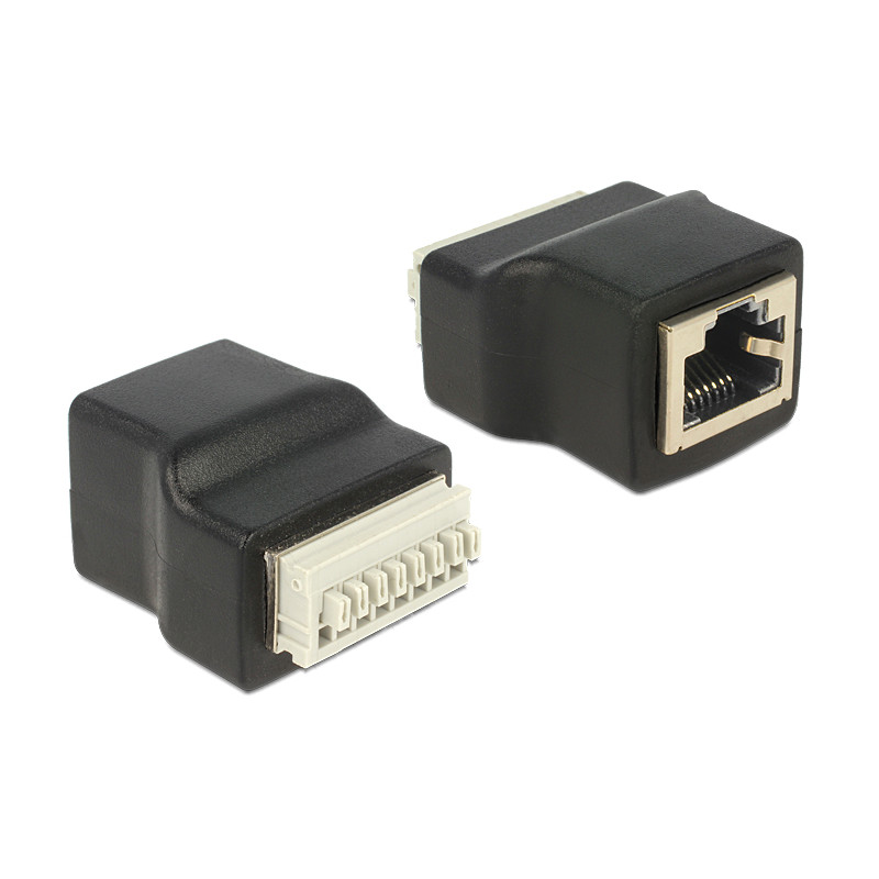 Delock Adapter RJ45 Buchse - Terminalblock mit Drucktasten 8 Pin