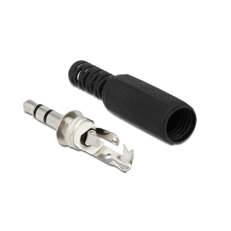 Delock Klinkenstecker 3,5 mm 3 Pin Stereo mit Knickschutz Lötversion