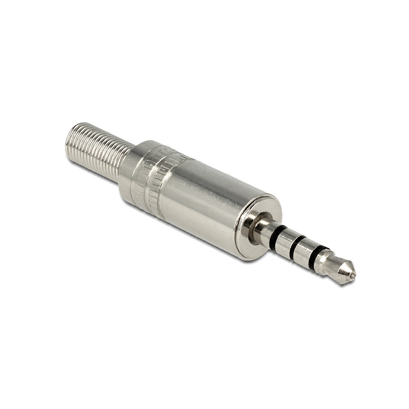 Delock Klinkenstecker 3,5 mm 4 Pin Stereo mit Knickschutz Lötversion