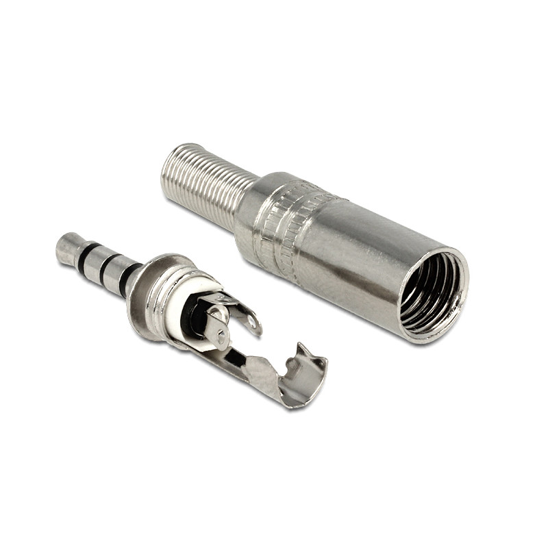 Delock Klinkenstecker 3,5 mm 4 Pin Stereo mit Knickschutz Lötversion