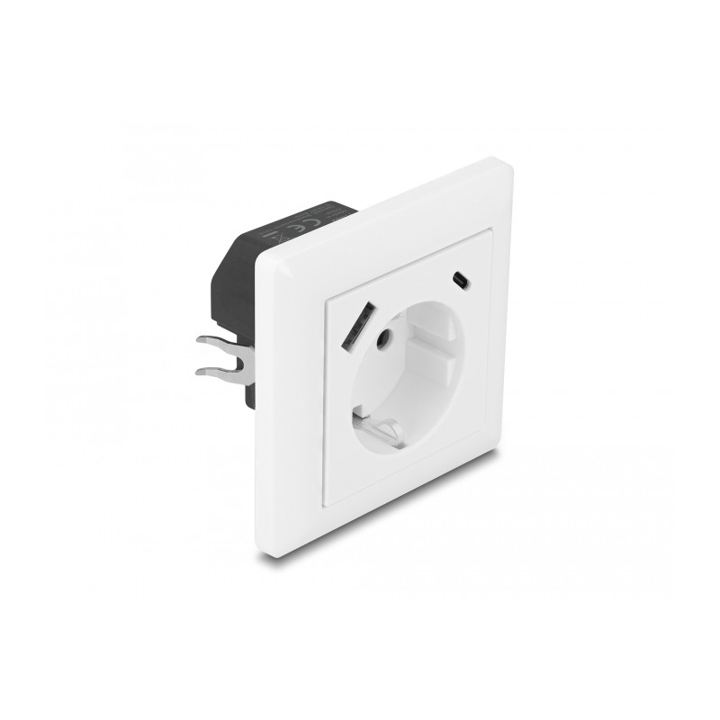 Delock Einbausteckdose mit 2 USB Ladeports 3,4 A, 1 x USB Typ-A und 1 x USB Type-C™