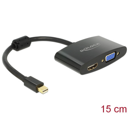 Delock Adapter mini DisplayPort Stecker - HDMI / VGA Buchse schwarz