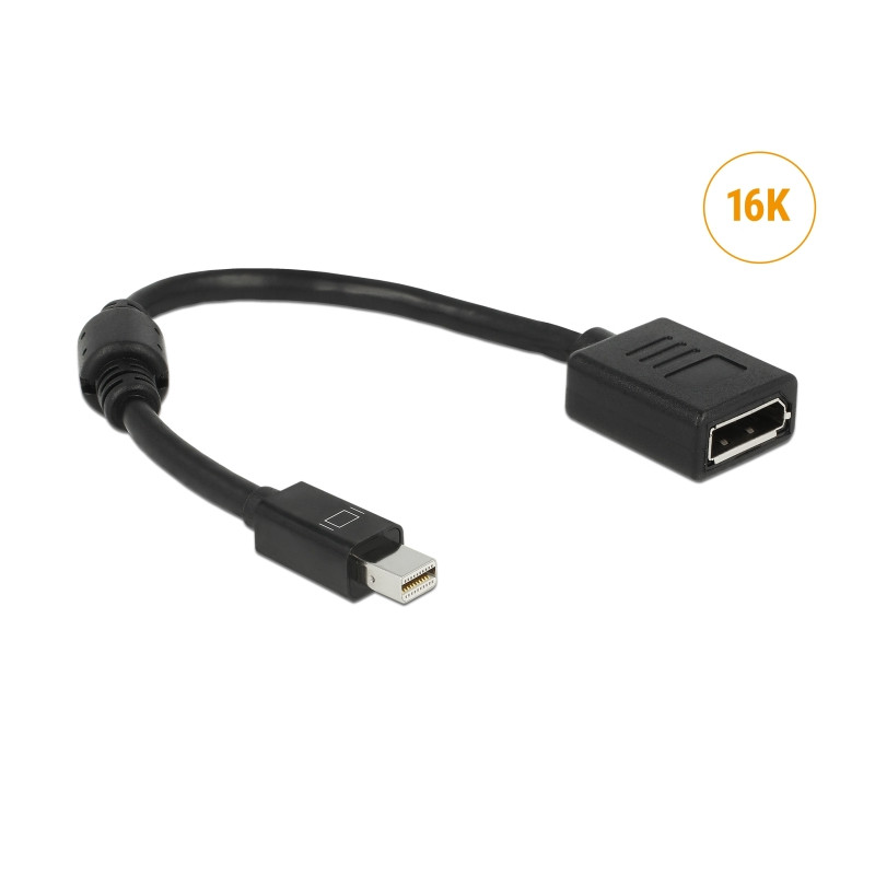 Delock Adapter mini DisplayPort Stecker zu DisplayPort Buchse 16K schwarz