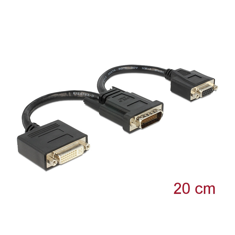 Delock Adapter DMS-59 Stecker - DVI 24+5 Buchse + VGA Buchse 20 cm