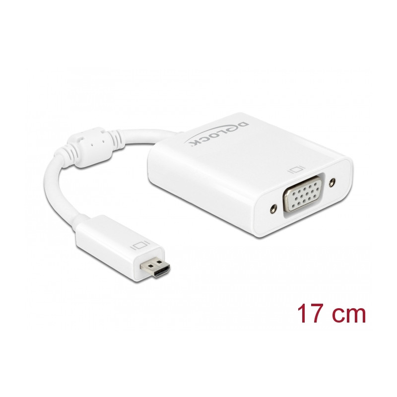 Delock Adapter HDMI Micro-D Stecker - VGA Buchse mit Audio weiß