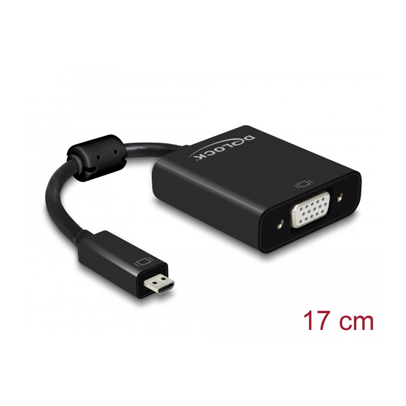 Delock Adapter HDMI Micro-D Stecker - VGA Buchse mit Audio schwarz