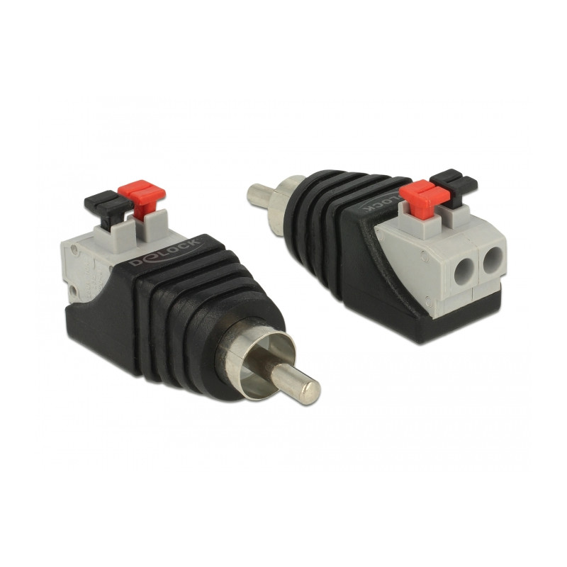Delock Adapter Cinchstecker - Terminalblock mit Drucktasten 2 Pin