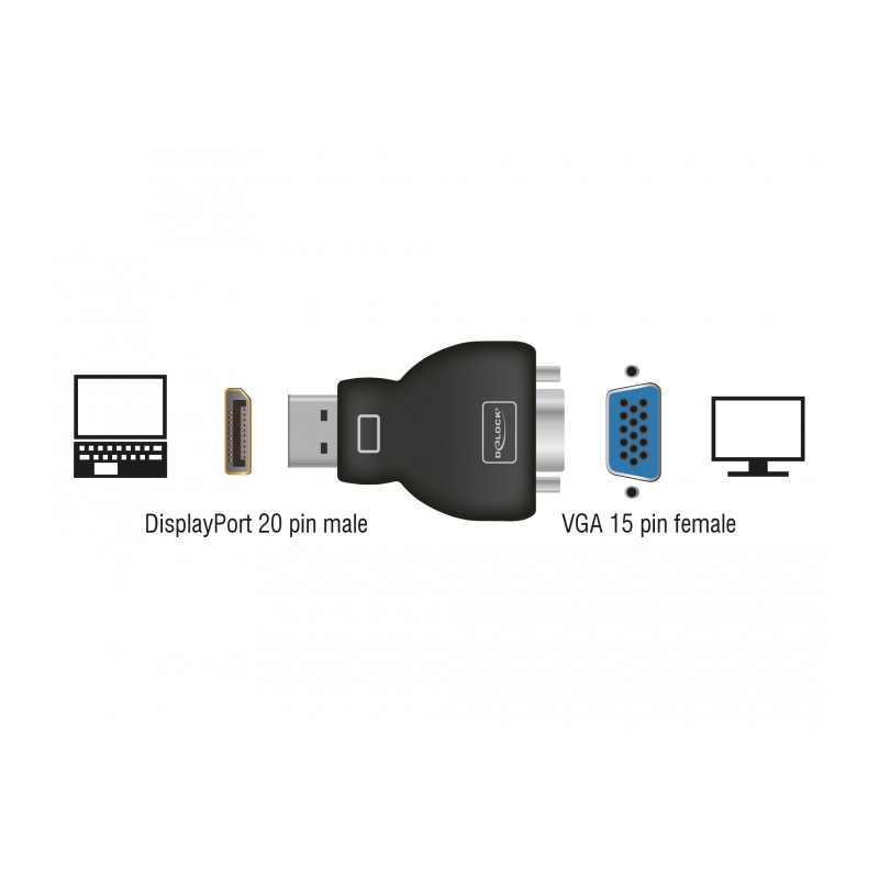 Delock Adapter DisplayPort 1.2 Stecker - VGA Buchse schwarz