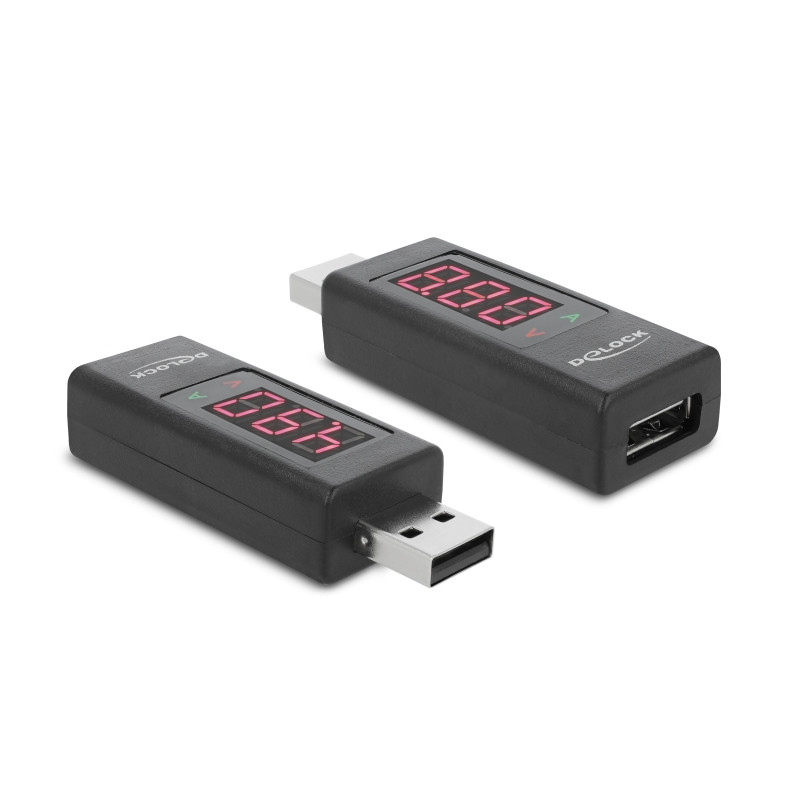 Delock Adapter USB 2.0 A Stecker - A Buchse mit LED Anzeige für Volt und Ampere