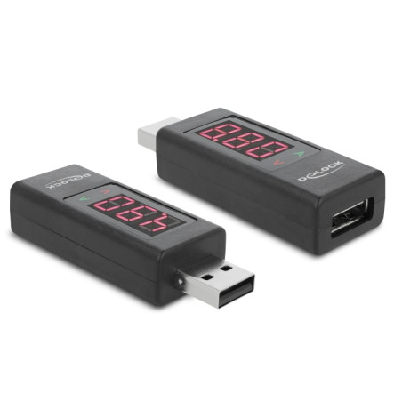 Delock Adapter USB 2.0 A Stecker - A Buchse mit LED Anzeige für Volt und Ampere